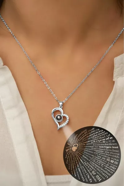 Висулка от стомана с надпис „Обичам те“ на езика, Ден на влюбените февруари, 2 години гаранция от вносителя