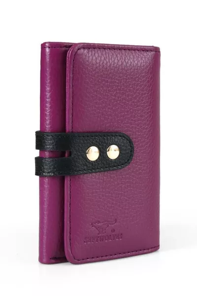 Paris Дамски портфейл и калъф за карти от естествена кожа със златни детайли