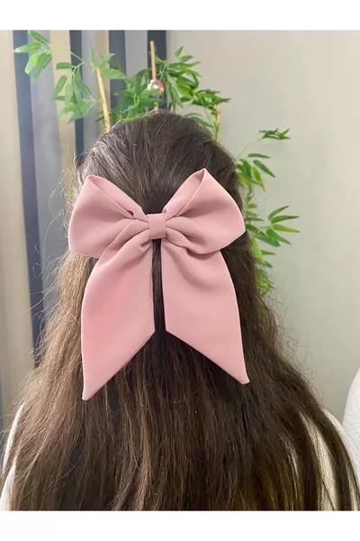 Barrette automatique à nœud coloré pour femme en poudre claire, faite à la main