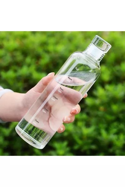 قارورة ماء زجاجية صحية سعة مل معززة بالتحفيز، مانعة للتسرب، زجاج البورسيلكات