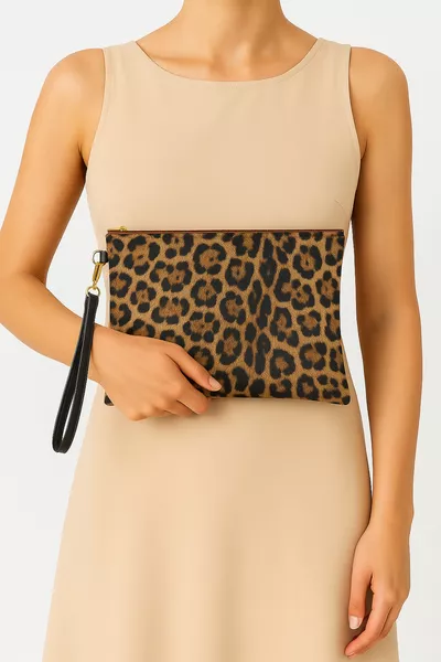 حقيبة كلتش يدوي بتصميم الفهد  سم