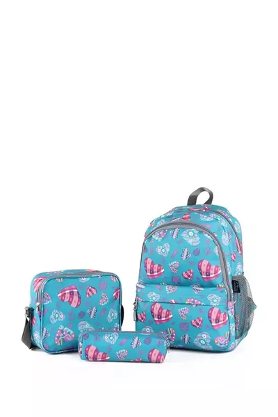 Set di 3 Zaini Scolastici Cuore Verde /.