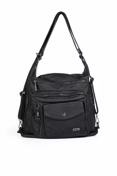 حقيبة كتف وظهر نسائية من الجلد المغسول 