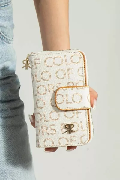 White Women's Wallet with Coin and Card Compartments