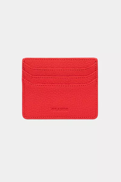 Porte-cartes en cuir véritable ultra-fin pour femmes et hommes, rouge