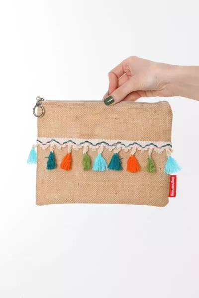 Canvas Tas Jute Clutch Canvas Tas Portemonnee