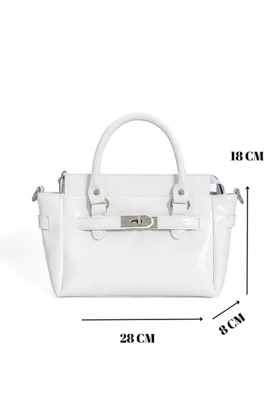 Kadın Beyaz Yeni Sezon Tokalı Çapraz Askılı El Ve Omuz Çanta