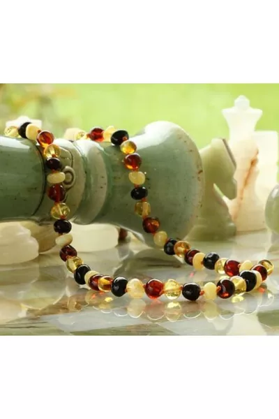 عقد كهرمان دائري أصلي مع شهادة جميع المقاسات