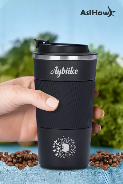 Персонализирана термо чаша от неръждаема стомана с двойни стени и щампа с име, мл