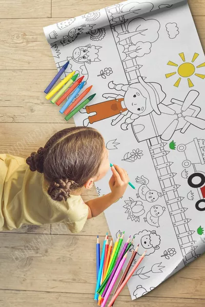 Papier à colorier géant sur la vie à la ferme de 2,5 mètres - Rouleau d'activité de vacances éducatif pour enfants