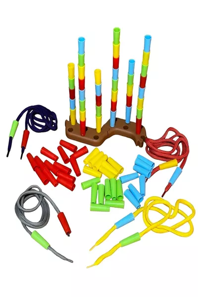 لعبة تركيب الأبراج بالأجزاء، لعبة تركيب الأنابيب على الحبل، إدراك الألوان، المهارات الحركية، مكعبات البناء، لعبة الذكاء