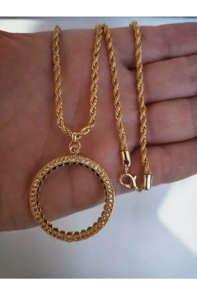 إعداد قلادة مطلية بالذهب عيار كامل إطار ذهب كامل سم