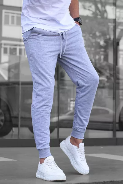 Pantaloni da tuta da uomo grigi con fondo elasticizzato 