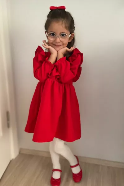 تكدرت الأحمر كريب طفلة عيد ميلاد مناسبة خاصة اللباس