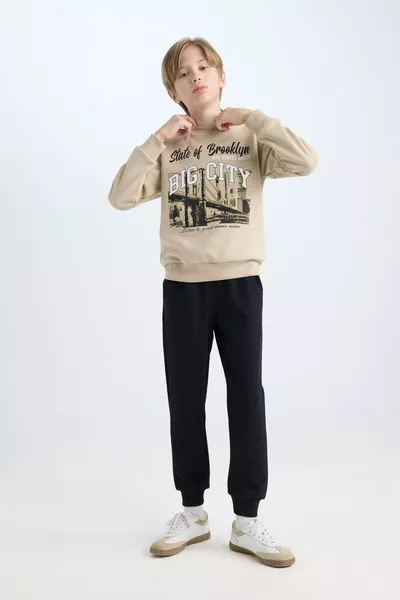 Boys' 2-Piece Set Printed Sweatshirt with Elastic Waist Jogger Pants WN