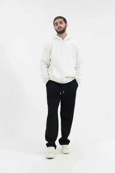 سروال رياضي رجالي واسع من الصوف المزدوج للخريف والشتاء