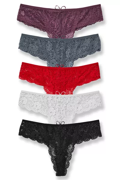 5-Pack Lace Plus Size Women's Thongs