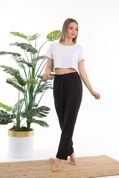 Унисекс черные однотонные термопижамные штаны