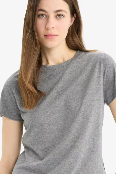 Regular Fit Crew Neck Basic Plain Short Sleeve T-Shirt SP