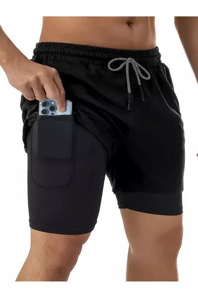 Мужские спортивные шорты с короткими леггинсами для тренировок и фитнеса, быстро сохнут