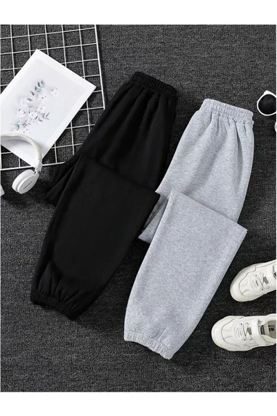 طقم رياضي موحد للرجال والنساء موسمي من خيوط سوداء ورمادية مزدوجة