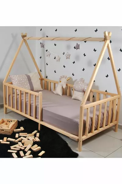 Markaawm Montessori Lit Naturel pour Bébés et Enfants en Bois