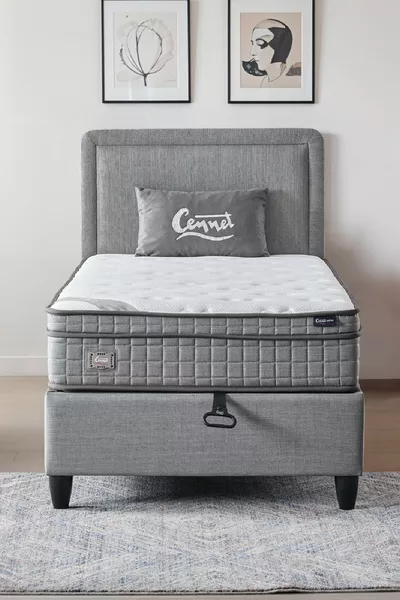 Melisa Single Ottoman Bed Base + Full Orthopedic Antibacterial Visco Mattress + Headboard 3-Piece Set