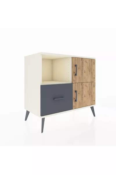 Hyperion Dressoir met 2 planken, 1 lade en 2 deuren, Maansteen-den/antraciet