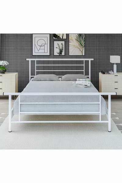 Gm Lit double en métal Zambak Blanc