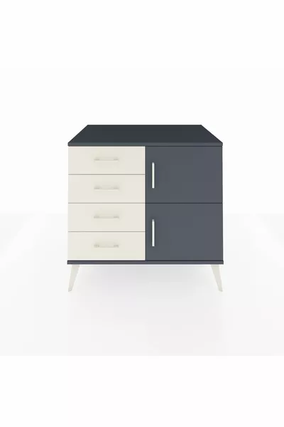 Kronos Dresser Single Shelf 4 Drawers 2 Doors Anthracite-Anthracite/Stone Gray