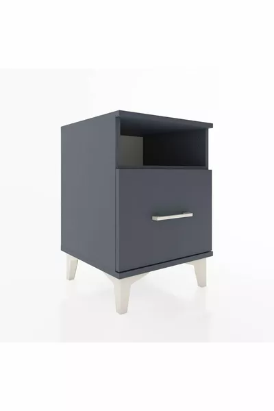 خزانة جانبية هيفريون بطابق واحد ودرج واحد - أنثراسيت