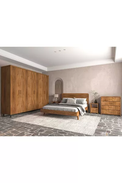 Zachte Hout Walnoot Slaapkamer Set