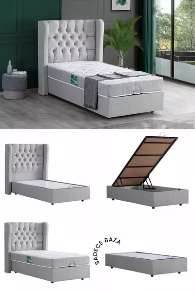 Riga Tek Kişilik Mdf Baza , Açık Gri (Başlık-Yatak Hariç)