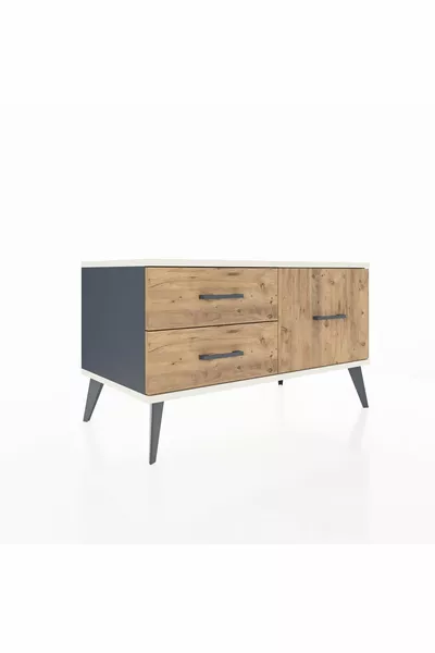 Cassettiera Hyperion a 3 Ripiani Antracite-Pietra di Luna/Pino