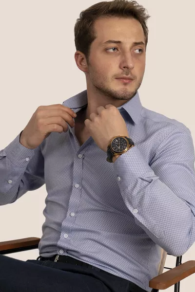 الأزرق الماس نمط سليمفيت هدية محاصر قميص الرجال