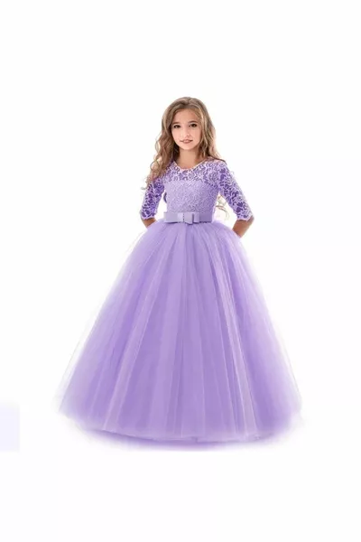Robe de cérémonie pour enfant en dentelle violette