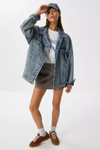 Washed Oversize Denim Jacket  LIGHT BLUE