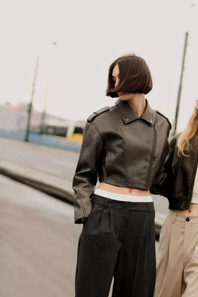Regular Fit Faux Leather Jacket SP