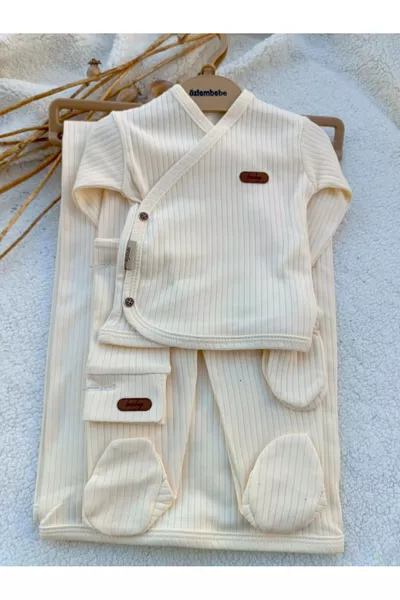 Girl and Boy Baby Natural 7-Piece Cream Hospital Discharge Outfit Set