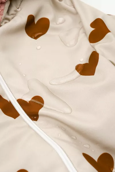 Heart Patterned Baby Girl Winter Zipped Snowsuit