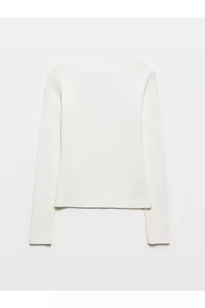  Boothals Lange Mouwen Top-Ecru