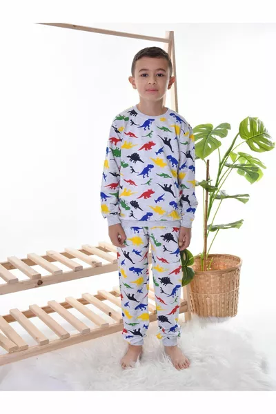 Children's Pajama Set with Dinosaur Print