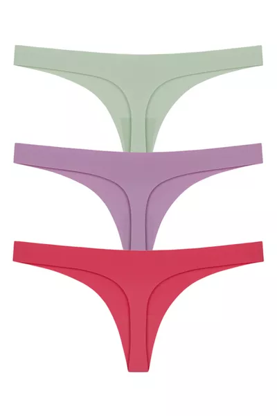 Laser Cut Women's Thong Panties 3-Pack-1