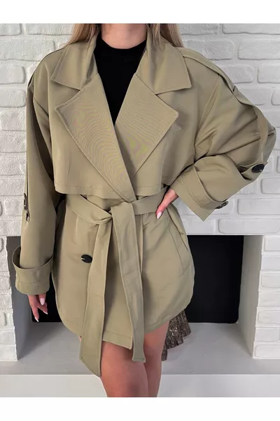 معطف ترنش بحزام بتفاصيل واقية من الرياح