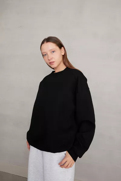 Rundhals-Fleece-Basic-Sweatshirt 