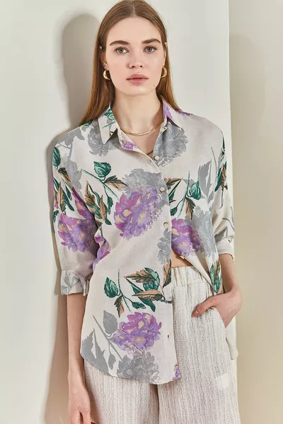 Damen Oversize-Hemd mit mehreren Mustern