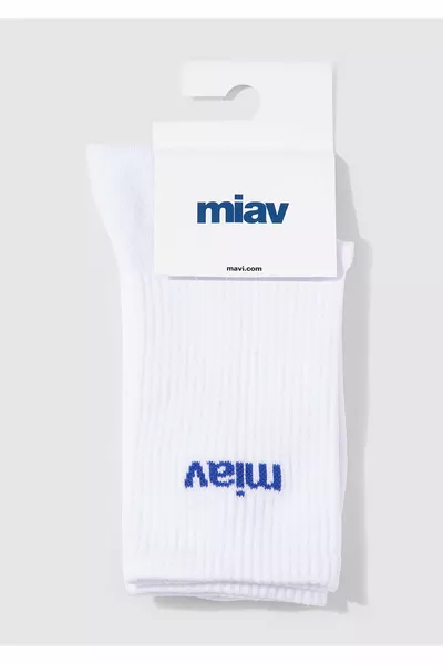Miav Printed White Ankle Socks 