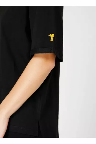 T-shirt oversize à col en V pour femme noire TALITA