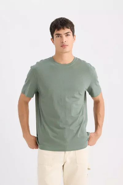 % Памук New Regular Fit с кръгло деколте Основна обикновена къса ръкав тениска SP