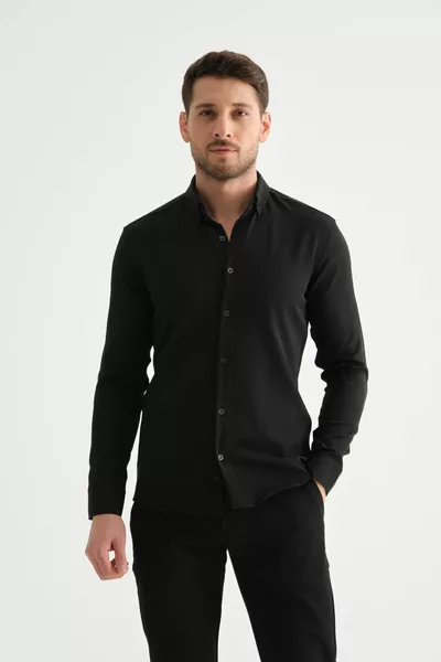 Flex Slim Fit Yumuşak Teri Emen Kolay Ütü Nefes Alan Erkek Gömlek